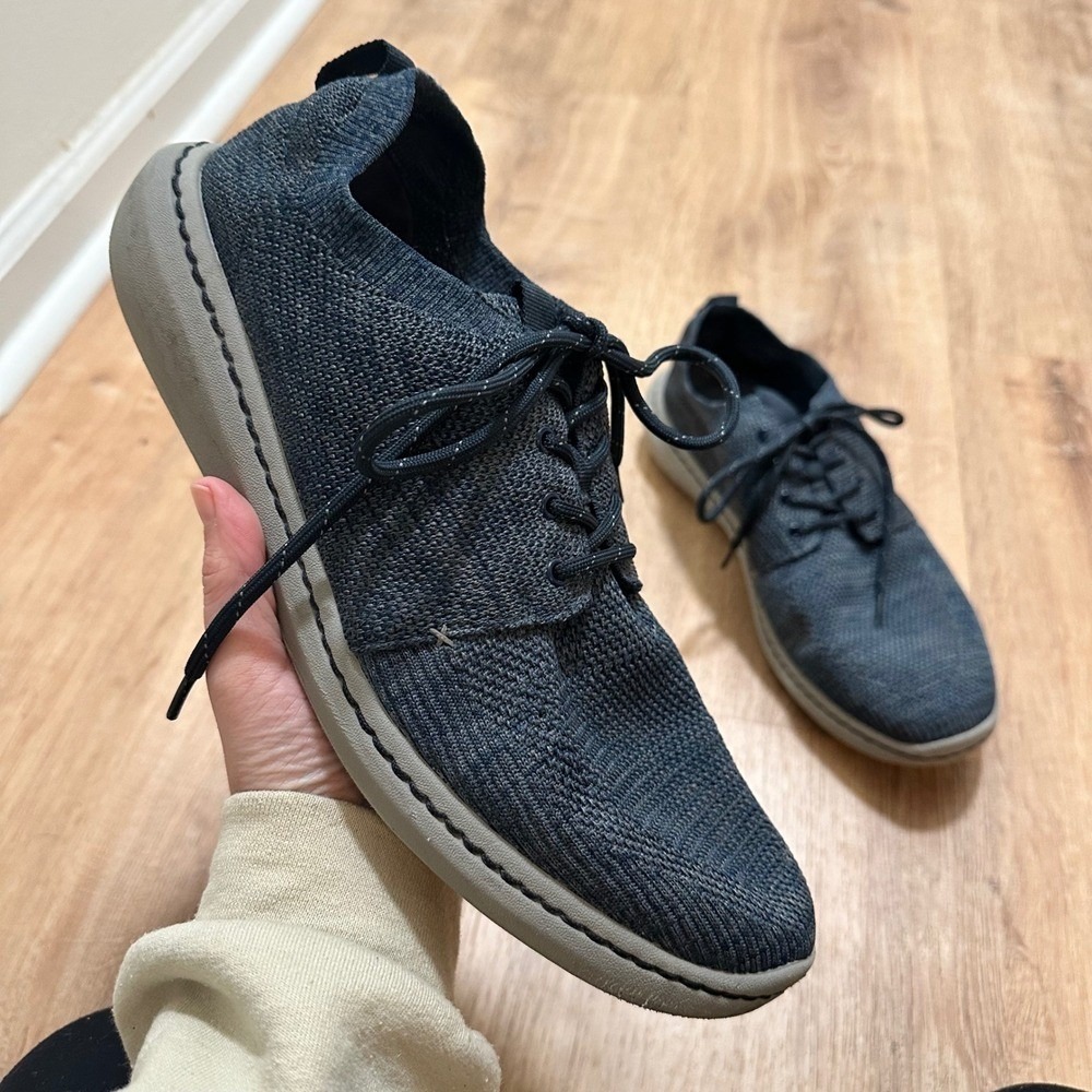 CLARKS |‎ Men's Cloud Steppers Urban Mix Blue Gray Knit Lace Up Sneakers, 10.5M